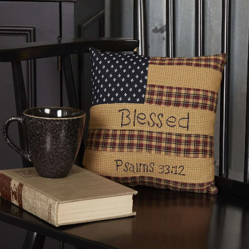 Silk Pillows for Smooth Skin and HairPatriotic Patch Pillow Blessed 10"x10" Deep Red, Khaki, Navy VHC Brands Silk Pillows for Smooth Skin and HairPatriotic Patch Pillow Blessed 10"x10" Deep Red, Khaki, Navy VHC Brands