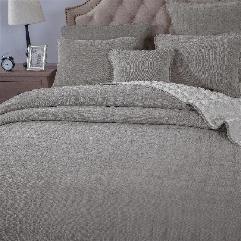 coastal style bedspreads with nautical elements like anchors and stripes for beach - themed roomsDaDa Bedding Corduroy Sherpa Backside Soft Grey Square Quilted Bedspread Set (JHW858) coastal style bedspreads with nautical elements like anchors and stripes for beach - themed roomsDaDa Bedding Corduroy Sherpa Backside Soft Grey Square Quilted Bedspread Set (JHW858)
