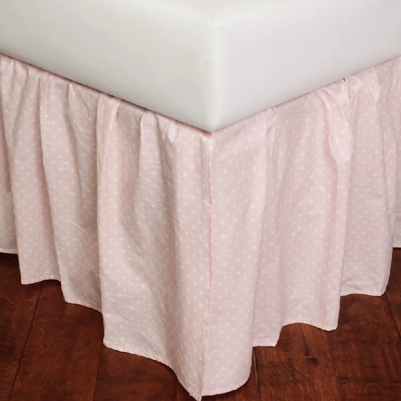 Bed skirts with a modern art - inspired printDottie Pink Cotton 18-inch Drop 3 Piece Tuck In Bed Skirt Bed skirts with a modern art - inspired printDottie Pink Cotton 18-inch Drop 3 Piece Tuck In Bed Skirt