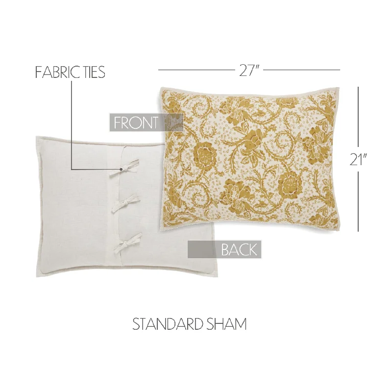 Bed skirts with a eco - friendly materialDorset Gold Floral Standard Sham 21x27