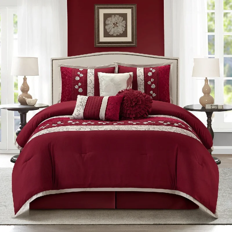 Down - filled comforters for supreme warmth and lightnessNanshing Stella Wine 7-piece Bedding Comforter Set