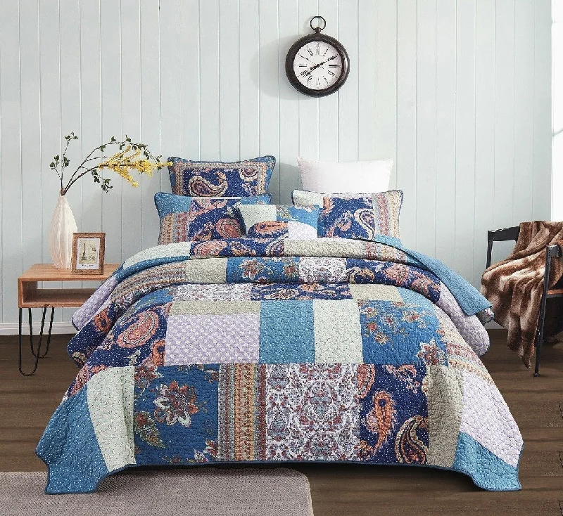modern minimalist bedspreads for contemporary bedroomsTache Bohemian Night Flower Paisley Floral Navy Blue Pastel Cotton Patchwork Quilt Set (JHW-882) modern minimalist bedspreads for contemporary bedroomsTache Bohemian Night Flower Paisley Floral Navy Blue Pastel Cotton Patchwork Quilt Set (JHW-882)