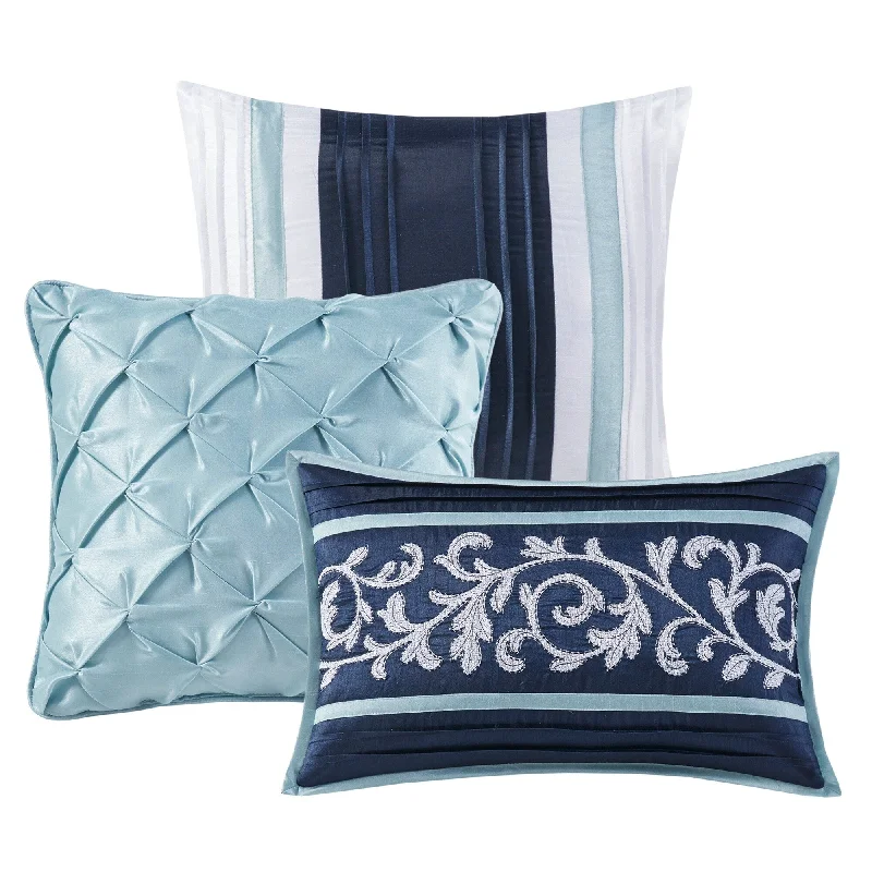Silk - filled comforters for a luxurious and smooth touchMadison Park Elaine Navy 7 Piece Jacquard Comforter Set Silk - filled comforters for a luxurious and smooth touchMadison Park Elaine Navy 7 Piece Jacquard Comforter Set
