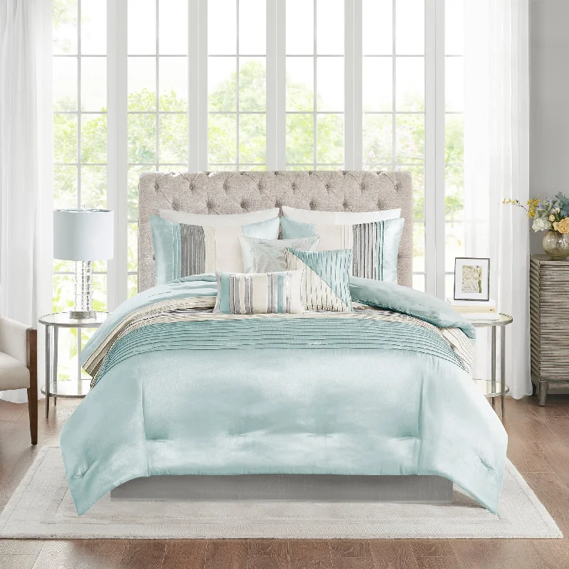 Synthetic - filled comforters like polyester for affordability and hypoallergenic propertiesMadison Park Eastridge Aqua 7-piece Comforter Set Synthetic - filled comforters like polyester for affordability and hypoallergenic propertiesMadison Park Eastridge Aqua 7-piece Comforter Set