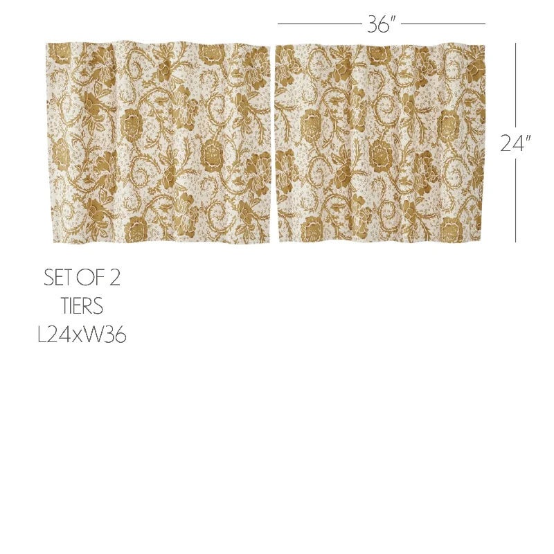 Bed skirts with a multi - colored patternDorset Gold Floral Tier Set of 2 L24xW36