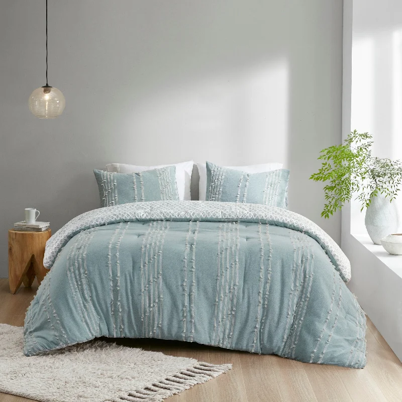 Bamboo - fiber - filled comforters with antibacterial and breathable qualitiesINK+IVY Kara 3 Piece Cotton Jacquard Comforter Set