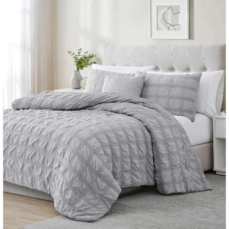 Synthetic - filled comforters like polyester for affordability and hypoallergenic propertiesEliza Seersucker Comforter Set Synthetic - filled comforters like polyester for affordability and hypoallergenic propertiesEliza Seersucker Comforter Set