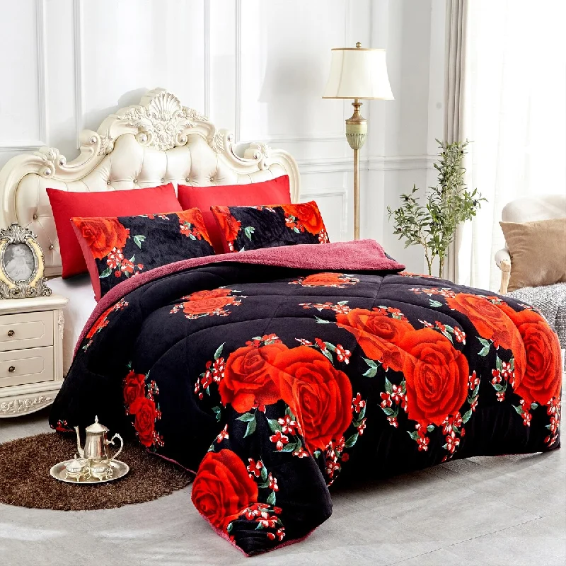 Duck down comforters with a softer feel and good warmth retention3 piece Fleece/ Sherpa Comforter Set