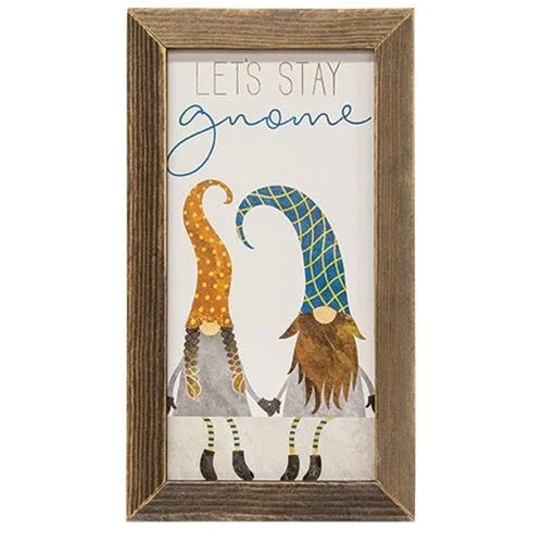 Bed skirts with a high - quality elastic waistbandLet's Stay Gnome Framed Print