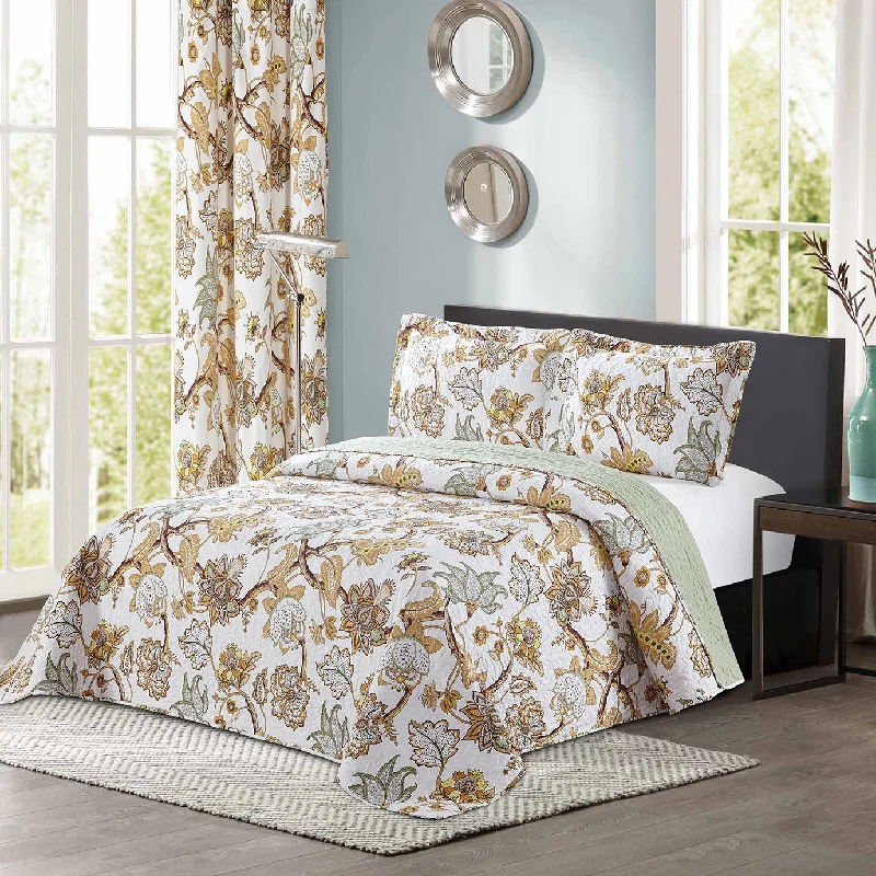 cotton bedspreads for breathability and softness3pc Printed Modern Yellow Floral Bedspread Coverlet cotton bedspreads for breathability and softness3pc Printed Modern Yellow Floral Bedspread Coverlet
