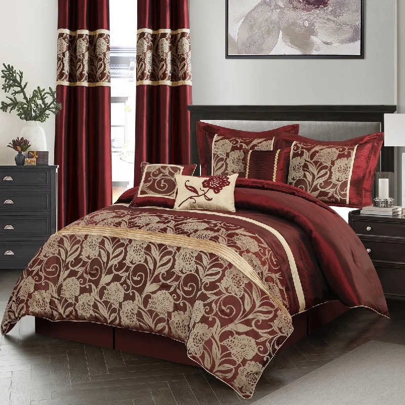 Wool - filled comforters with natural moisture - wicking and temperature - regulating featuresNanshing Brie 9 Piece Floral Jacquard Comforter Set Wool - filled comforters with natural moisture - wicking and temperature - regulating featuresNanshing Brie 9 Piece Floral Jacquard Comforter Set