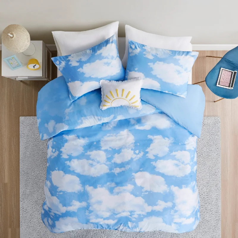 Silk Pillows for Smooth Skin and HairIntelligent Design Catalina Blue Cloud Printed Duvet Cover Set Silk Pillows for Smooth Skin and HairIntelligent Design Catalina Blue Cloud Printed Duvet Cover Set