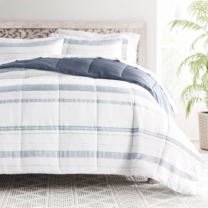 Cotton - filled comforters for a breathable and natural sleep experienceBecky Cameron Stitched Stripe Stone Pattern Reversible Comforter Set