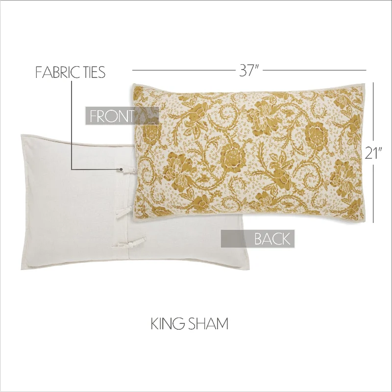 Bed skirts with a shabby - chic styleDorset Gold Floral King Sham 21x37