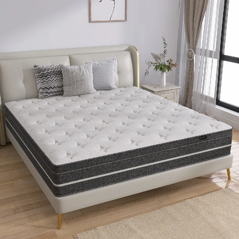 Bamboo - charcoal infused mattresses for odor absorption14 Inch Mattress Gel Infused Memory Foam Hybrid Pocket Coils