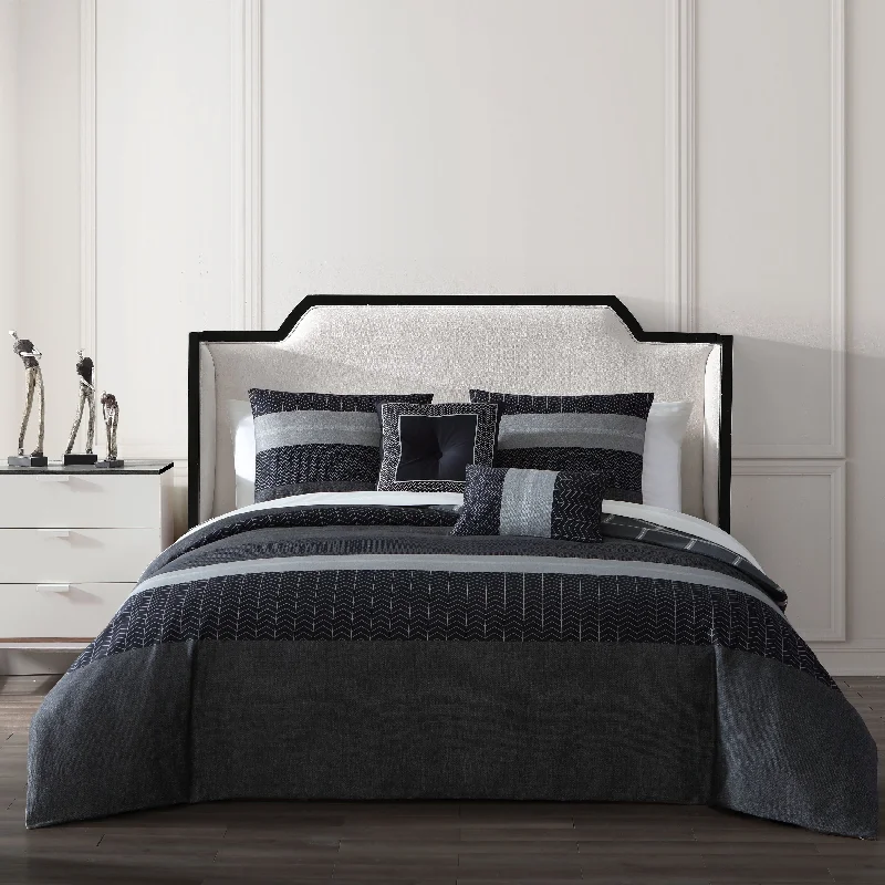Cotton - filled comforters for a breathable and natural sleep experienceBebejan Kyle Black 100% Cotton 5-Piece Reversible Comforter Set Cotton - filled comforters for a breathable and natural sleep experienceBebejan Kyle Black 100% Cotton 5-Piece Reversible Comforter Set