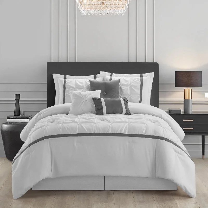 Full - size comforters suitable for full - sized beds in guest rooms or small bedroomsNanshing Regala 7 Piece Minimalist Pinch Pleat Comforter Set Full - size comforters suitable for full - sized beds in guest rooms or small bedroomsNanshing Regala 7 Piece Minimalist Pinch Pleat Comforter Set