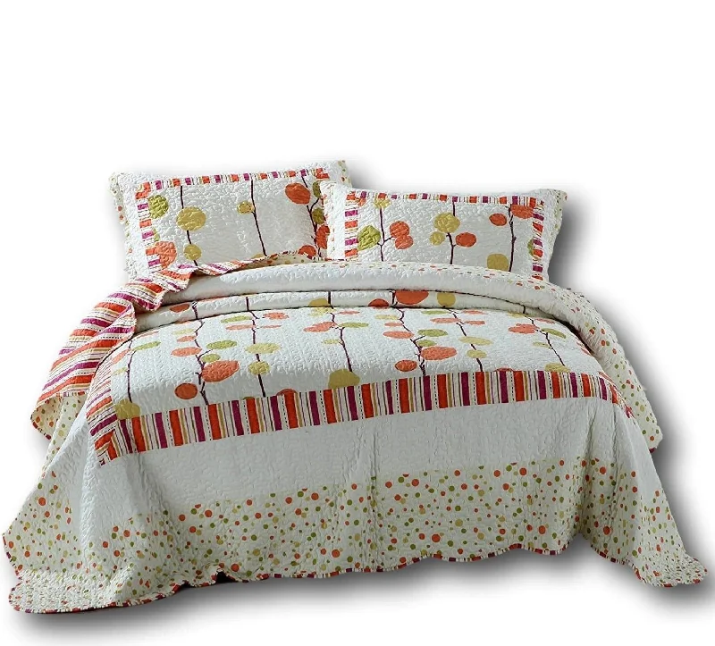 baroque style bedspreads with rich fabrics and elaborate designs for a luxurious lookDaDa Bedding Autumn Clementine Orange & White Reversible Bedspread Set - Queen Size - 3-Pieces (KBJ1628) baroque style bedspreads with rich fabrics and elaborate designs for a luxurious lookDaDa Bedding Autumn Clementine Orange & White Reversible Bedspread Set - Queen Size - 3-Pieces (KBJ1628)