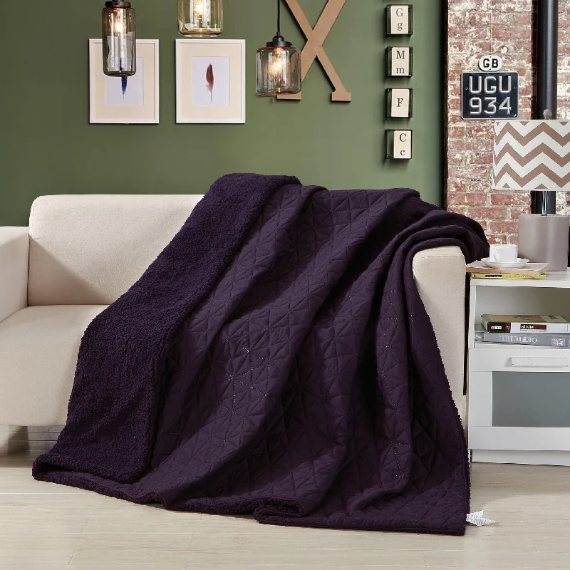mid - century modern bedspreads with iconic shapes and colors for a stylish spaceDaDa Bedding Eggplant Aubergine Reversible Quilted Ultra Sonic Throw Blanket Bedspread (BJ0106) mid - century modern bedspreads with iconic shapes and colors for a stylish spaceDaDa Bedding Eggplant Aubergine Reversible Quilted Ultra Sonic Throw Blanket Bedspread (BJ0106)