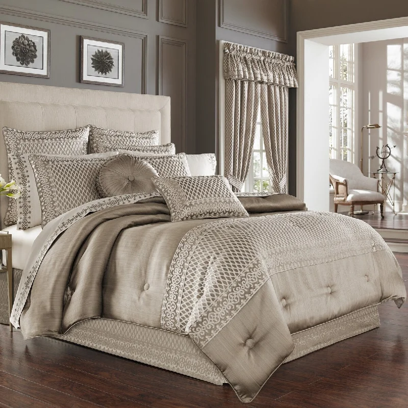 Goose down comforters known for their superior quality and insulationFive Queens Court Beaumont Champagne 4-piece Comforter Set Goose down comforters known for their superior quality and insulationFive Queens Court Beaumont Champagne 4-piece Comforter Set