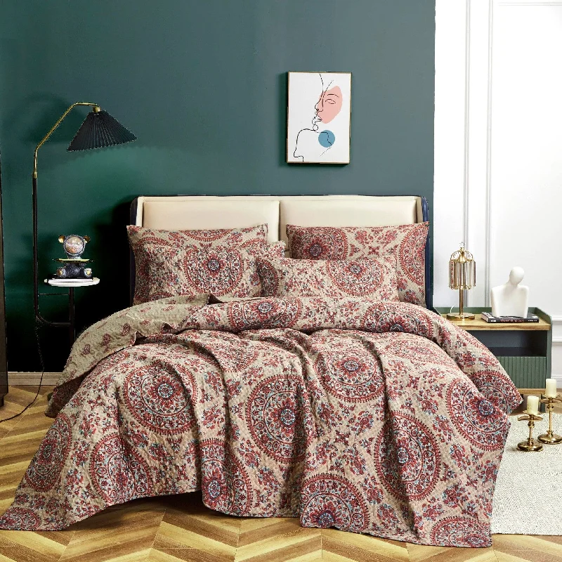 victorian style bedspreads with intricate embroidery for a classic and elegant touchTache Bohemian Desert Medallion Boteh Paisley Orange Blue Taupe Quilt Set (TJ3502) victorian style bedspreads with intricate embroidery for a classic and elegant touchTache Bohemian Desert Medallion Boteh Paisley Orange Blue Taupe Quilt Set (TJ3502)