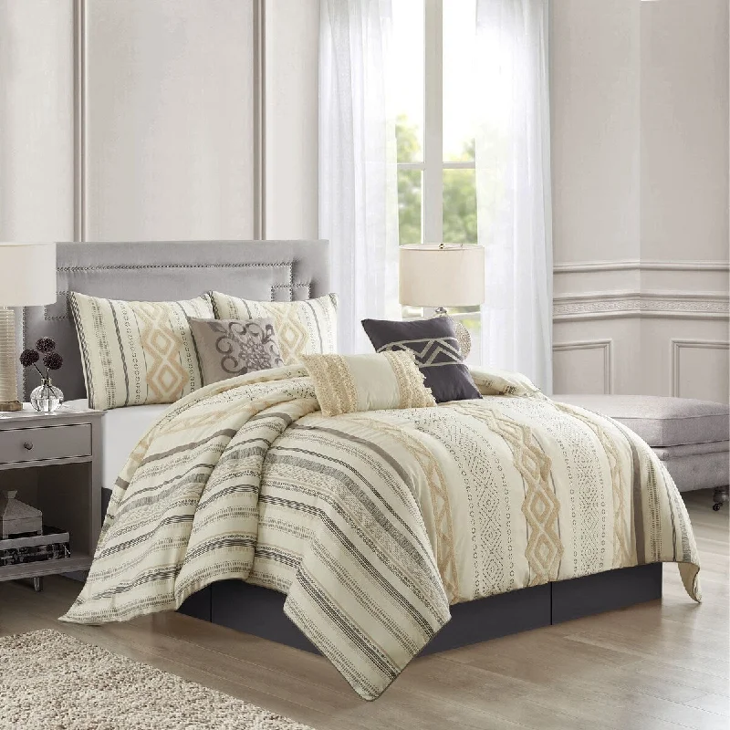 Cotton - filled comforters for a breathable and natural sleep experienceNanshing Saryana 7 Piece Embroidered Comforter Set Cotton - filled comforters for a breathable and natural sleep experienceNanshing Saryana 7 Piece Embroidered Comforter Set