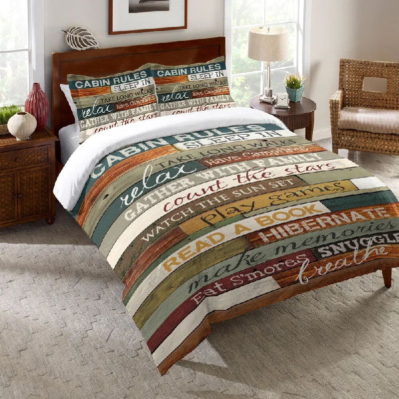 Wool - filled comforters with natural moisture - wicking and temperature - regulating featuresLaural Home Rules of the Cabin Comforter