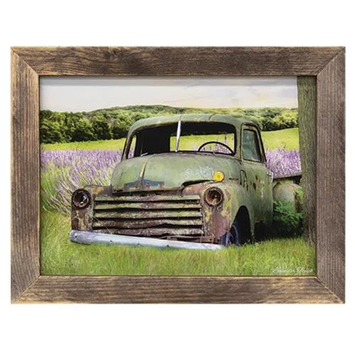 Bed skirts with a soft fleece lining for added comfortLavender Truck Framed Print