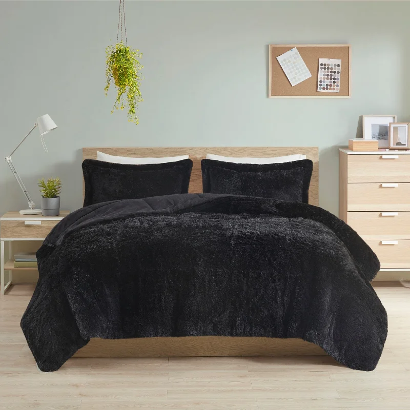 Full - size comforters suitable for full - sized beds in guest rooms or small bedroomsIntelligent Design Leena Shaggy Long Fur Comforter Mini Set Full - size comforters suitable for full - sized beds in guest rooms or small bedroomsIntelligent Design Leena Shaggy Long Fur Comforter Mini Set