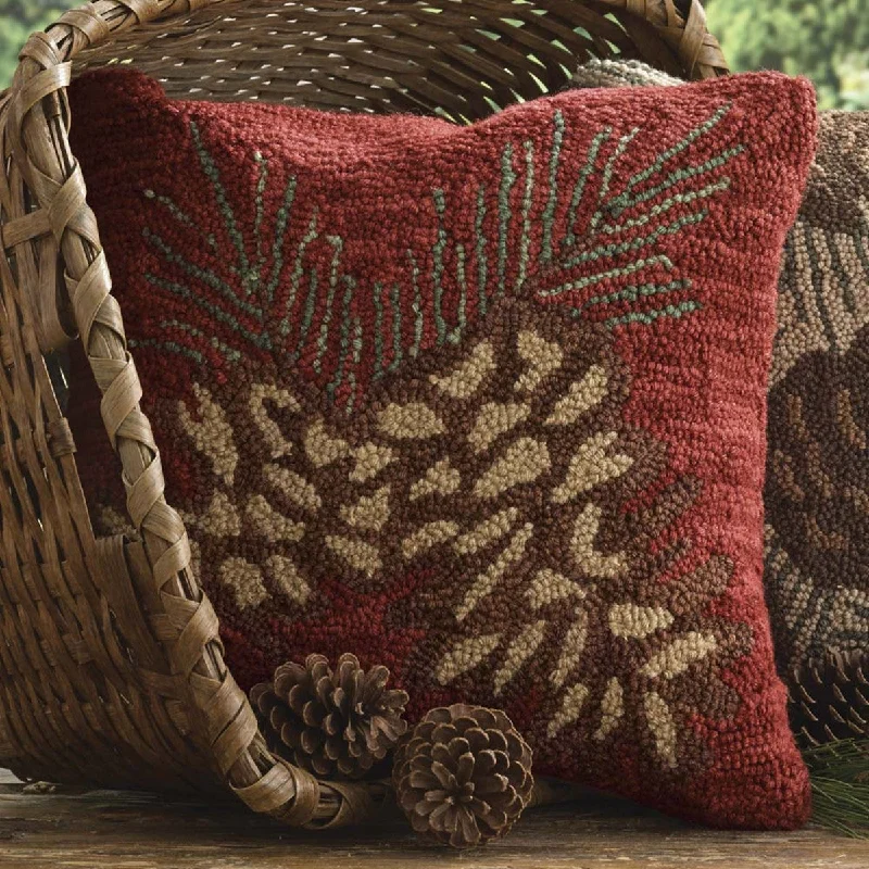 Plush Pillows for a Cozy BedPinecone Hooked Pillow Polyester Fill 18"x18" - Park Designs Plush Pillows for a Cozy BedPinecone Hooked Pillow Polyester Fill 18"x18" - Park Designs