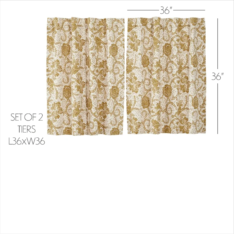 Bed skirts with a shabby - chic styleDorset Gold Floral Tier Set of 2 L36xW36