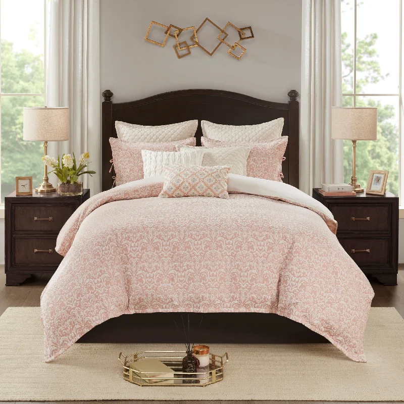 Synthetic - filled comforters like polyester for affordability and hypoallergenic propertiesMadison Park Signature Haven Blush Chenille Jacquard Comforter Set