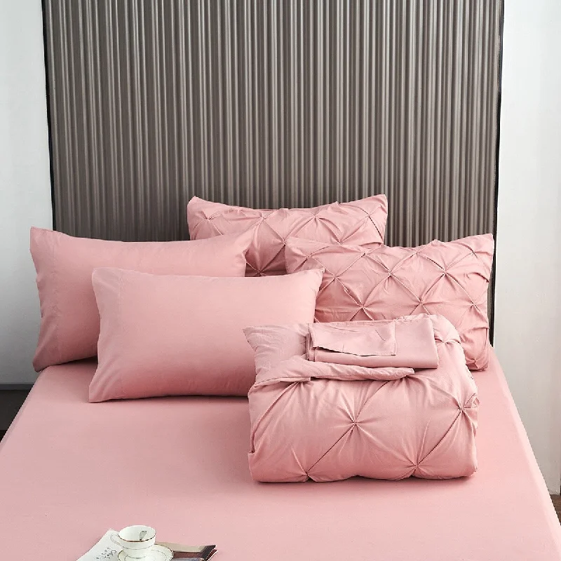 Bamboo - fiber - filled comforters with antibacterial and breathable qualities8 Piece Pintuck Comforter Set with Sheets