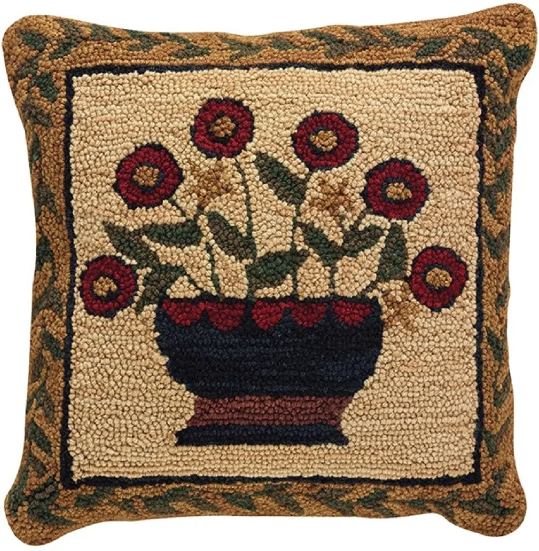 Firm Pillows for Side SleepersFlower Basket Hooked Pillow Set- Down Feather Fill 18"x18" - Park Designs