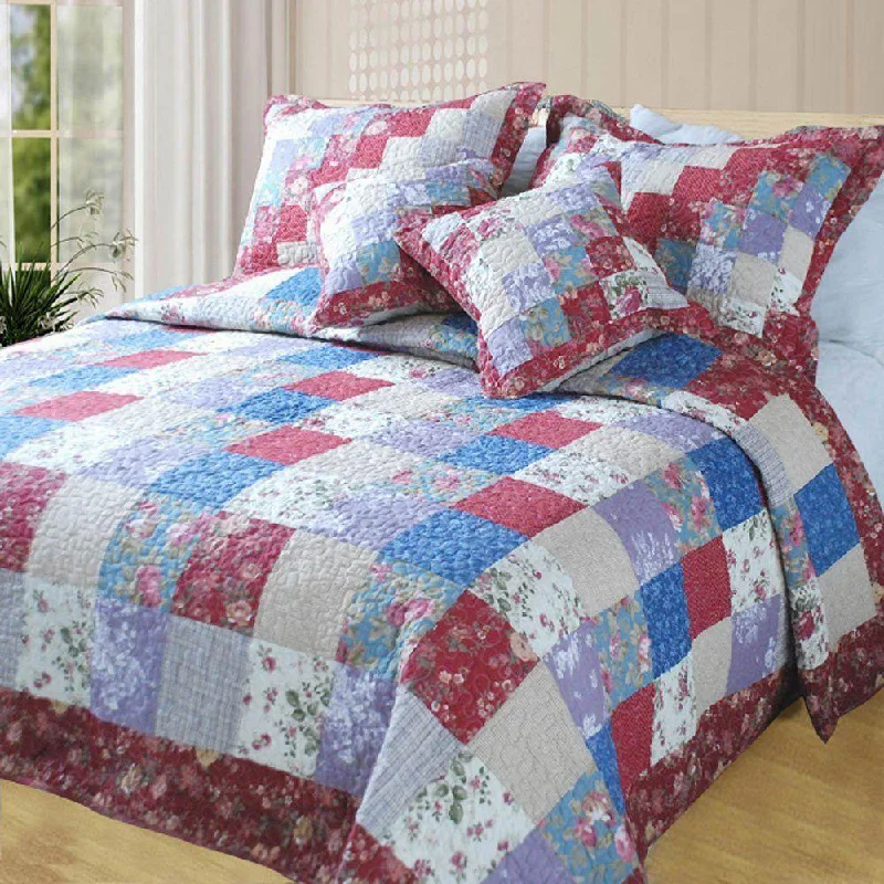 coastal style bedspreads with nautical elements like anchors and stripes for beach - themed roomsDaDa Bedding Square Forest Floral Cotton Patchwork Quilt Bedspread Set, King, 5 PCS (DXJ101114) coastal style bedspreads with nautical elements like anchors and stripes for beach - themed roomsDaDa Bedding Square Forest Floral Cotton Patchwork Quilt Bedspread Set, King, 5 PCS (DXJ101114)