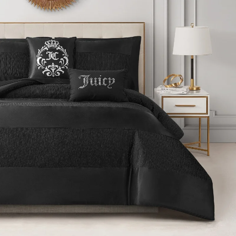 Queen - size comforters for standard queen - sized mattressesJuicy Couture Glam Night Black Stripe Comforter Bedding Set Queen - size comforters for standard queen - sized mattressesJuicy Couture Glam Night Black Stripe Comforter Bedding Set