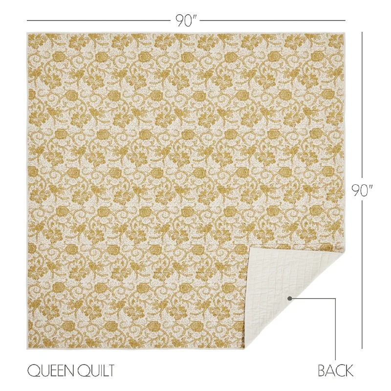 Bed skirts with a plaid pattern for a traditional styleDorset Gold Floral Queen Quilt 90Wx90L Bed skirts with a plaid pattern for a traditional styleDorset Gold Floral Queen Quilt 90Wx90L