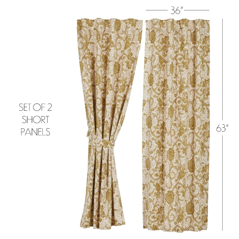 Bed skirts with a flannel material for a cozy winter optionDorset Gold Floral Short Panel Set of 2 63x36 Bed skirts with a flannel material for a cozy winter optionDorset Gold Floral Short Panel Set of 2 63x36