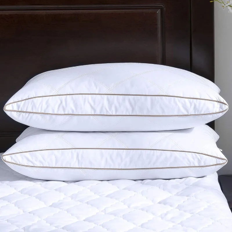 Decorative Pillows for Living Room Makeover2 Pack Quilted Gusseted Feather and Down Pillows - White