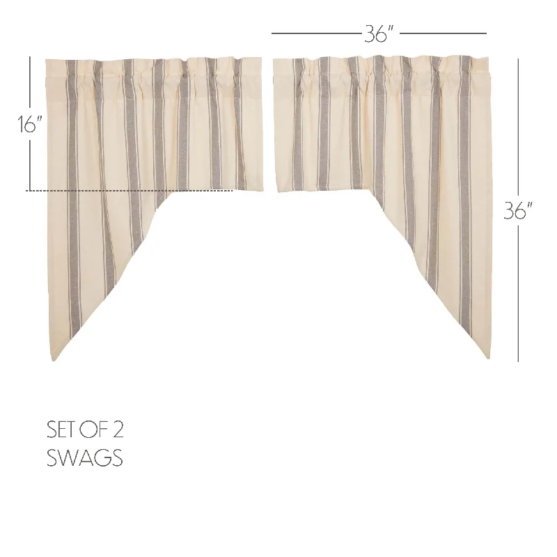 Bed skirts with a country - style patternGrace Grain Sack Stripe Swag Set of 2 36x36x16 Bed skirts with a country - style patternGrace Grain Sack Stripe Swag Set of 2 36x36x16