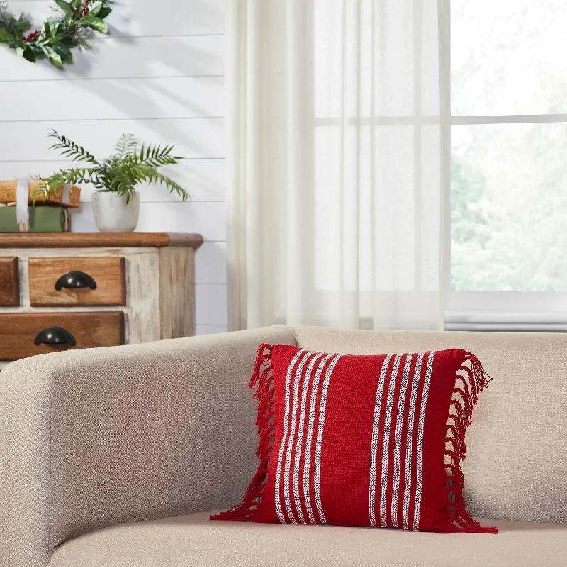 Bolster Pillows for Sofa DecorationArendal Red Stripe Fringed Pillow