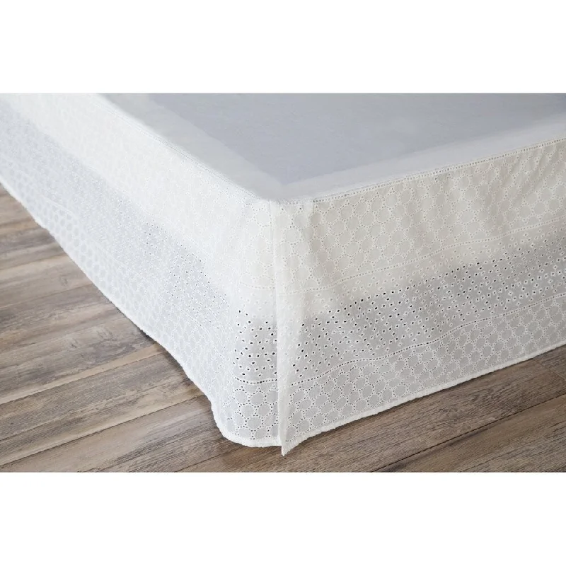 Full - size bed skirts with a gathered fabricPorch & Den Eleanor King-size White Eyelet Bed Skirt Full - size bed skirts with a gathered fabricPorch & Den Eleanor King-size White Eyelet Bed Skirt