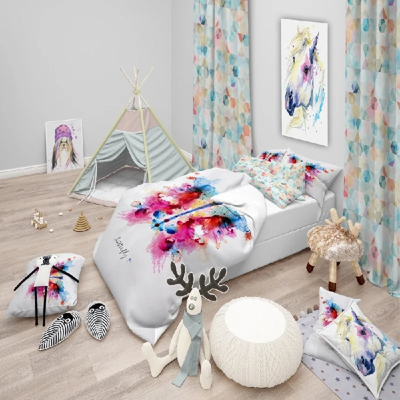 Down Alternative Pillows for Ethical ChoicesDesignart 'Monotype colorful butterfly' Animals Bedding Set - Duvet Cover & Shams Down Alternative Pillows for Ethical ChoicesDesignart 'Monotype colorful butterfly' Animals Bedding Set - Duvet Cover & Shams