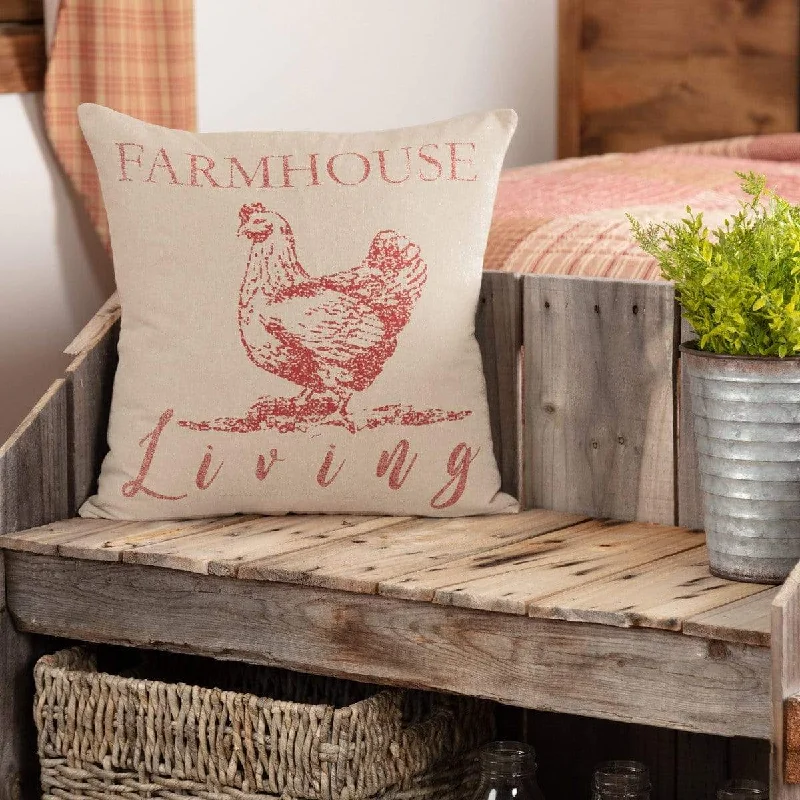 Soft and Fluffy Pillows for Bedroom ComfortSawyer Mill Red Farmhouse Living Pillow 18" x 18" Soft and Fluffy Pillows for Bedroom ComfortSawyer Mill Red Farmhouse Living Pillow 18" x 18"