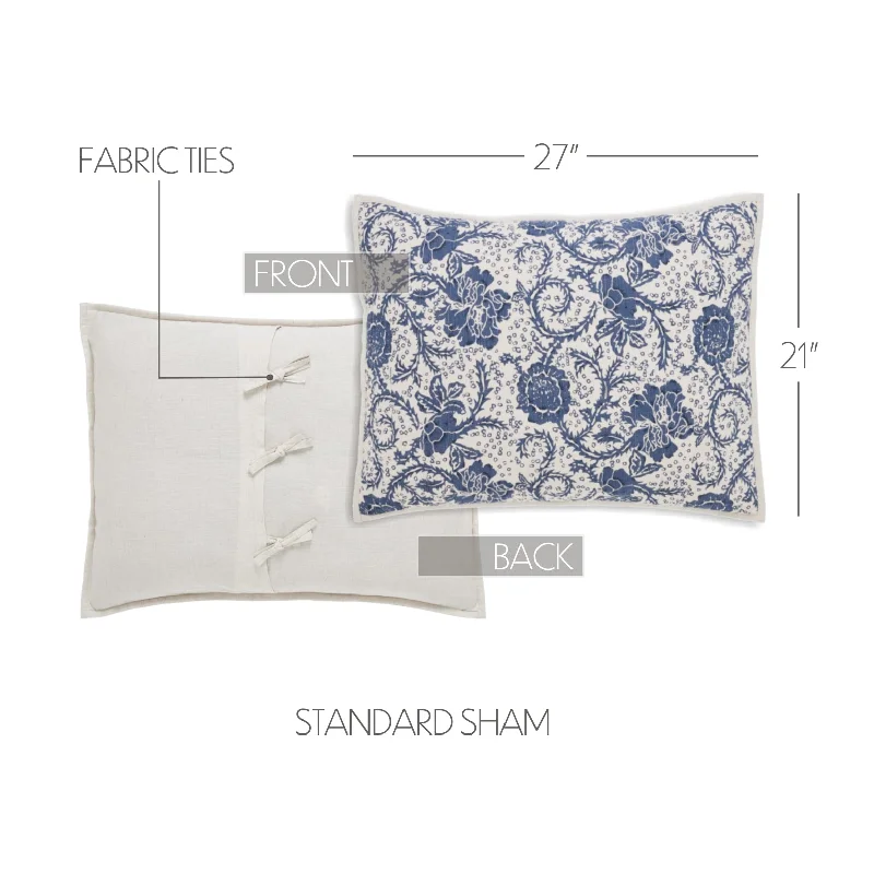 Bed skirts with a plaid pattern for a traditional styleDorset Navy Floral Standard Sham 21x27 Bed skirts with a plaid pattern for a traditional styleDorset Navy Floral Standard Sham 21x27