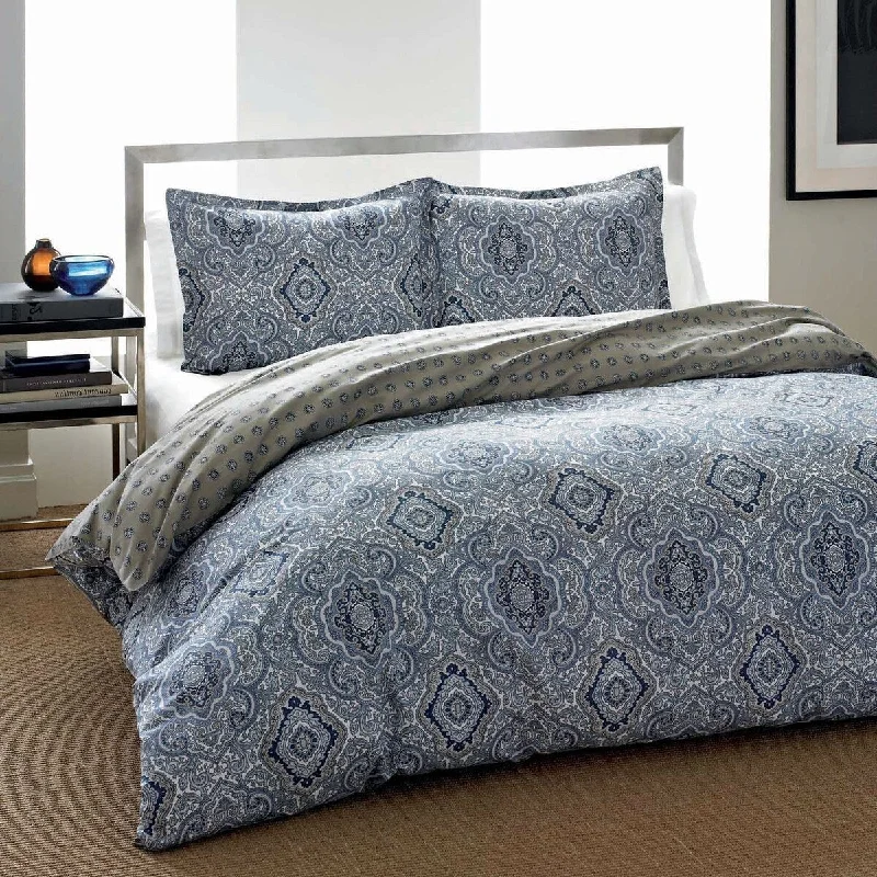 Cotton - filled comforters for a breathable and natural sleep experienceModern Blue Grey Damask Cotton Comforter Set - 2/3-Piece Ensemble Cotton - filled comforters for a breathable and natural sleep experienceModern Blue Grey Damask Cotton Comforter Set - 2/3-Piece Ensemble
