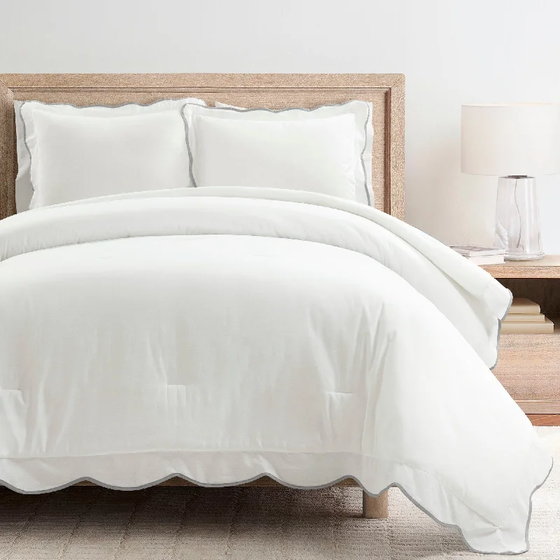 Goose down comforters known for their superior quality and insulationLush Decor Coastal Chic Scallop Edge Comforter 3 Pieces Set