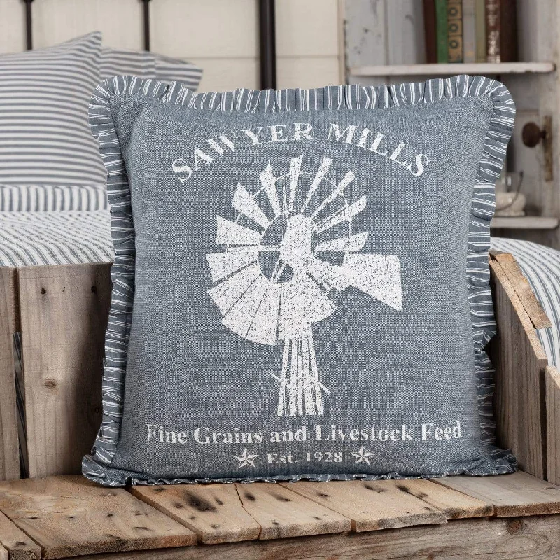 Cotton Pillows for Natural ComfortSawyer Mill Blue Windmill Pillow