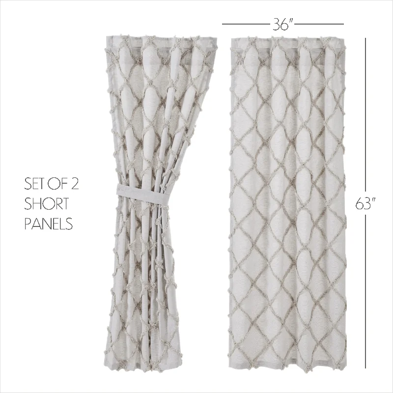 Bed skirts with a retro - style patternFrayed Lattice Oatmeal Short Panel Set of 2 63x36 Bed skirts with a retro - style patternFrayed Lattice Oatmeal Short Panel Set of 2 63x36