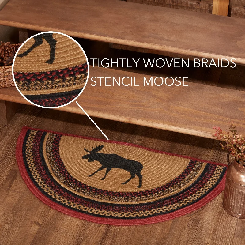 Bed skirts with a high - thread count for a quality feelCumberland Stenciled Moose Jute Rug Half Circle w/ Pad 16.5x33 Bed skirts with a high - thread count for a quality feelCumberland Stenciled Moose Jute Rug Half Circle w/ Pad 16.5x33